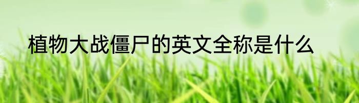 植物大战僵尸的英文全称是什么