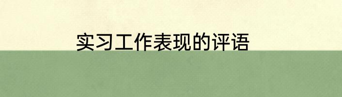 实习工作表现的评语