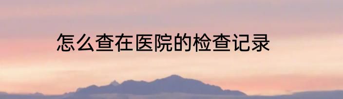 怎么查在医院的检查记录