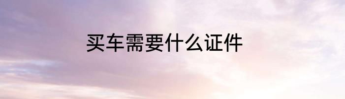 买车需要什么证件