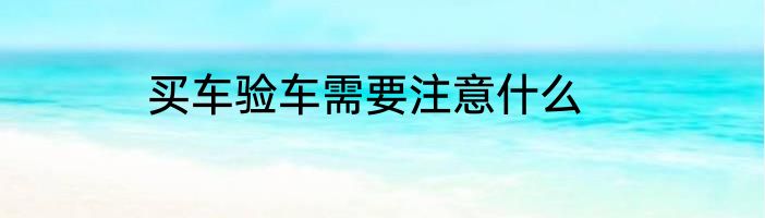 买车验车需要注意什么
