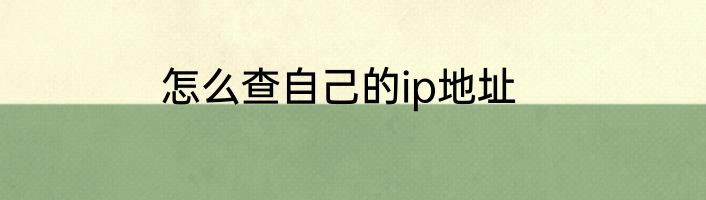 怎么查自己的ip地址