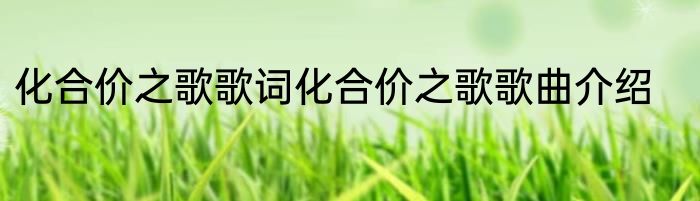 化合价之歌歌词化合价之歌歌曲介绍