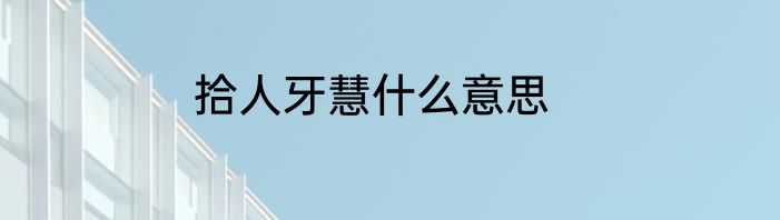 拾人牙慧什么意思