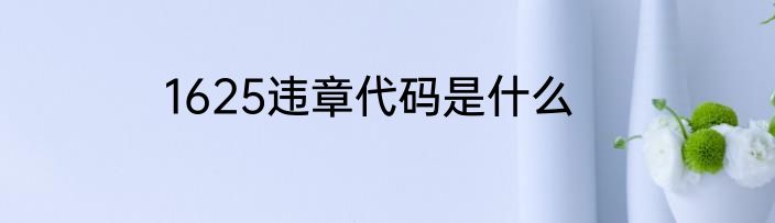 1625违章代码是什么