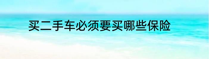 买二手车必须要买哪些保险