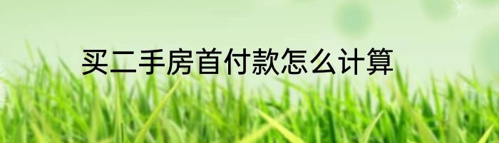 买二手房首付款怎么计算