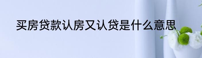 买房贷款认房又认贷是什么意思