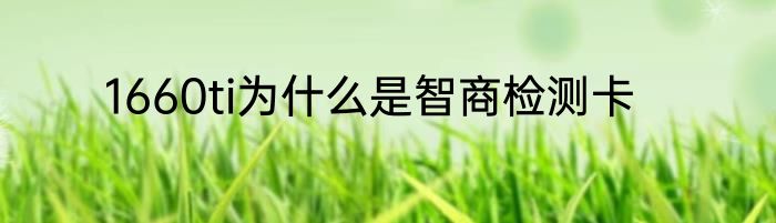 1660ti为什么是智商检测卡