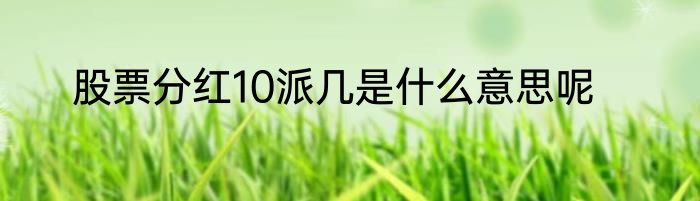 股票分红10派几是什么意思呢