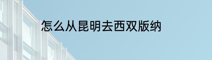怎么从昆明去西双版纳