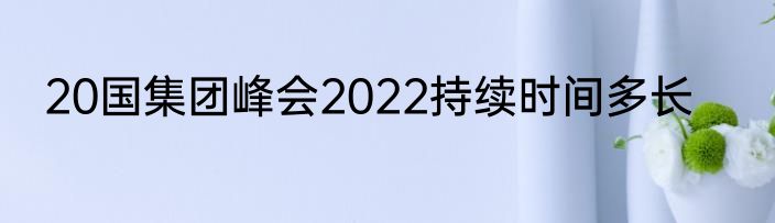 20国集团峰会2022持续时间多长
