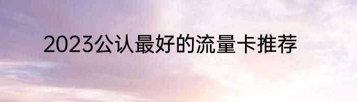 2023公认最好的流量卡推荐