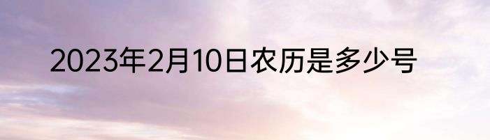 2023年2月10日农历是多少号