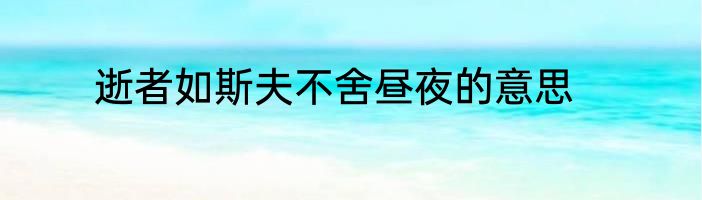 逝者如斯夫不舍昼夜的意思