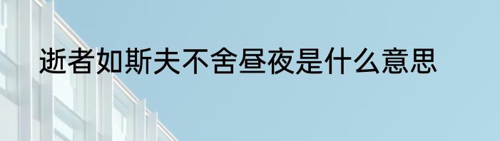 逝者如斯夫不舍昼夜是什么意思
