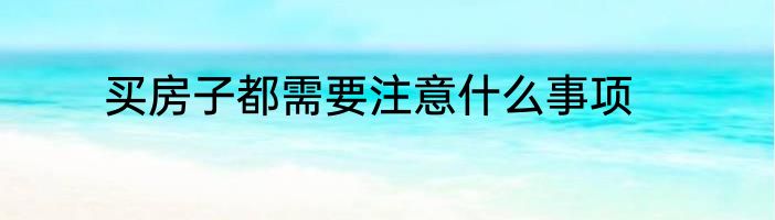 买房子都需要注意什么事项