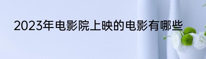 2023年电影院上映的电影有哪些