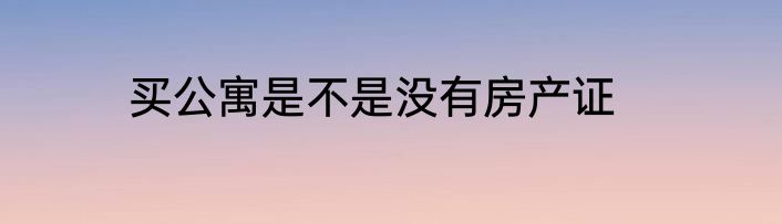买公寓是不是没有房产证