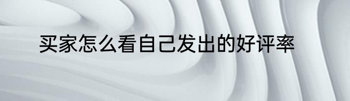 买家怎么看自己发出的好评率
