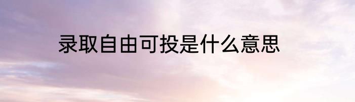 录取自由可投是什么意思