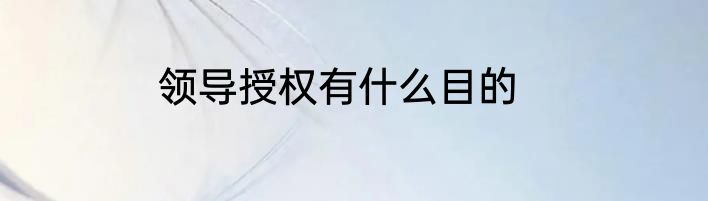 领导授权有什么目的