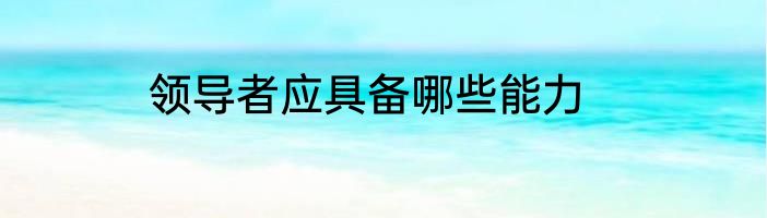 领导者应具备哪些能力