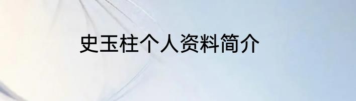 史玉柱个人资料简介