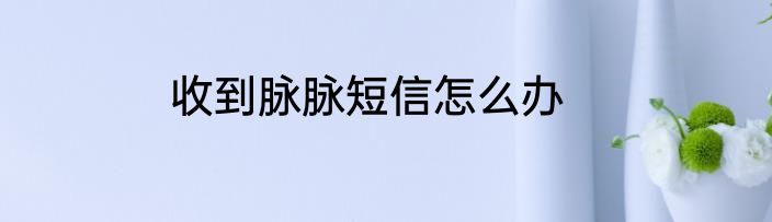 收到脉脉短信怎么办
