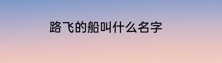 路飞的船叫什么名字