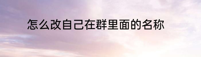 怎么改自己在群里面的名称