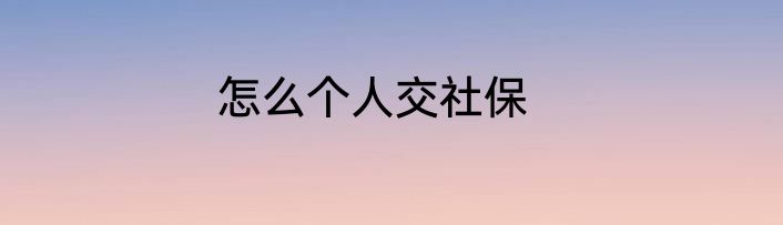 怎么个人交社保