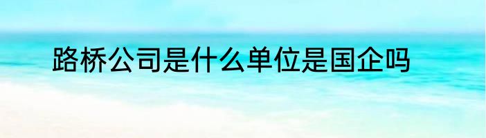 路桥公司是什么单位是国企吗