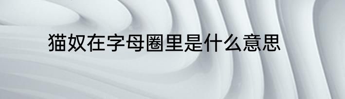 猫奴在字母圈里是什么意思