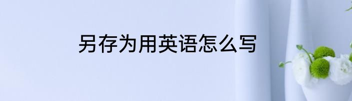 另存为用英语怎么写