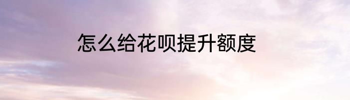 怎么给花呗提升额度