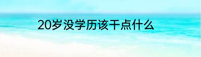20岁没学历该干点什么