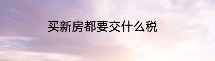 买新房都要交什么税