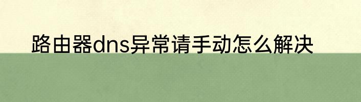 路由器dns异常请手动怎么解决