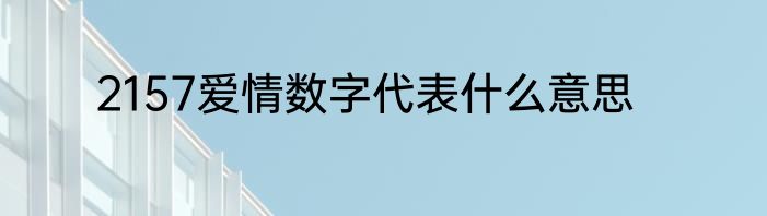 2157爱情数字代表什么意思