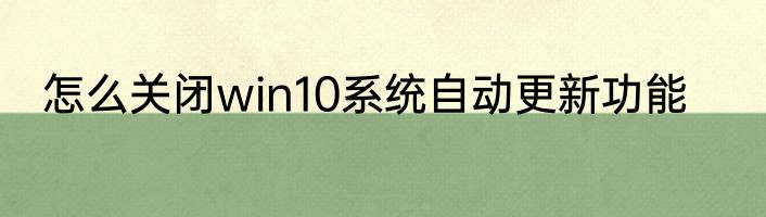 怎么关闭win10系统自动更新功能