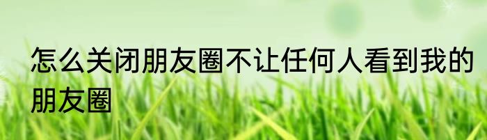 怎么关闭朋友圈不让任何人看到我的朋友圈