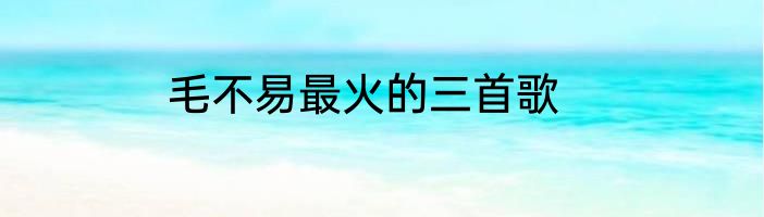 毛不易最火的三首歌