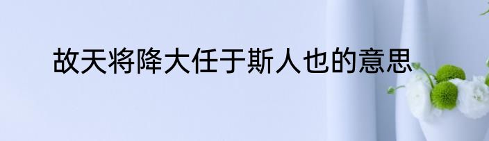 故天将降大任于斯人也的意思