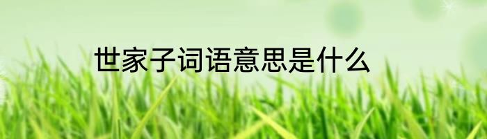 世家子词语意思是什么
