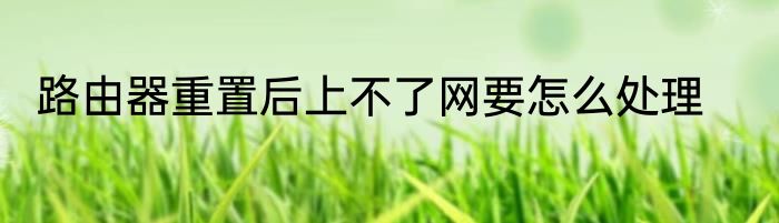 路由器重置后上不了网要怎么处理