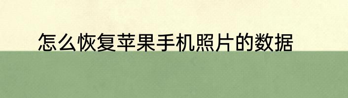 怎么恢复苹果手机照片的数据