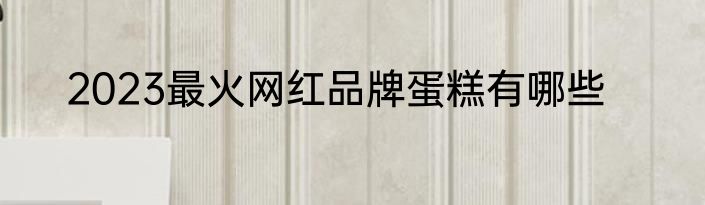 2023最火网红品牌蛋糕有哪些