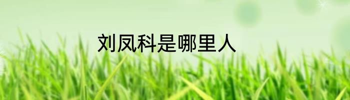 刘凤科是哪里人