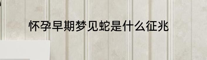 怀孕早期梦见蛇是什么征兆